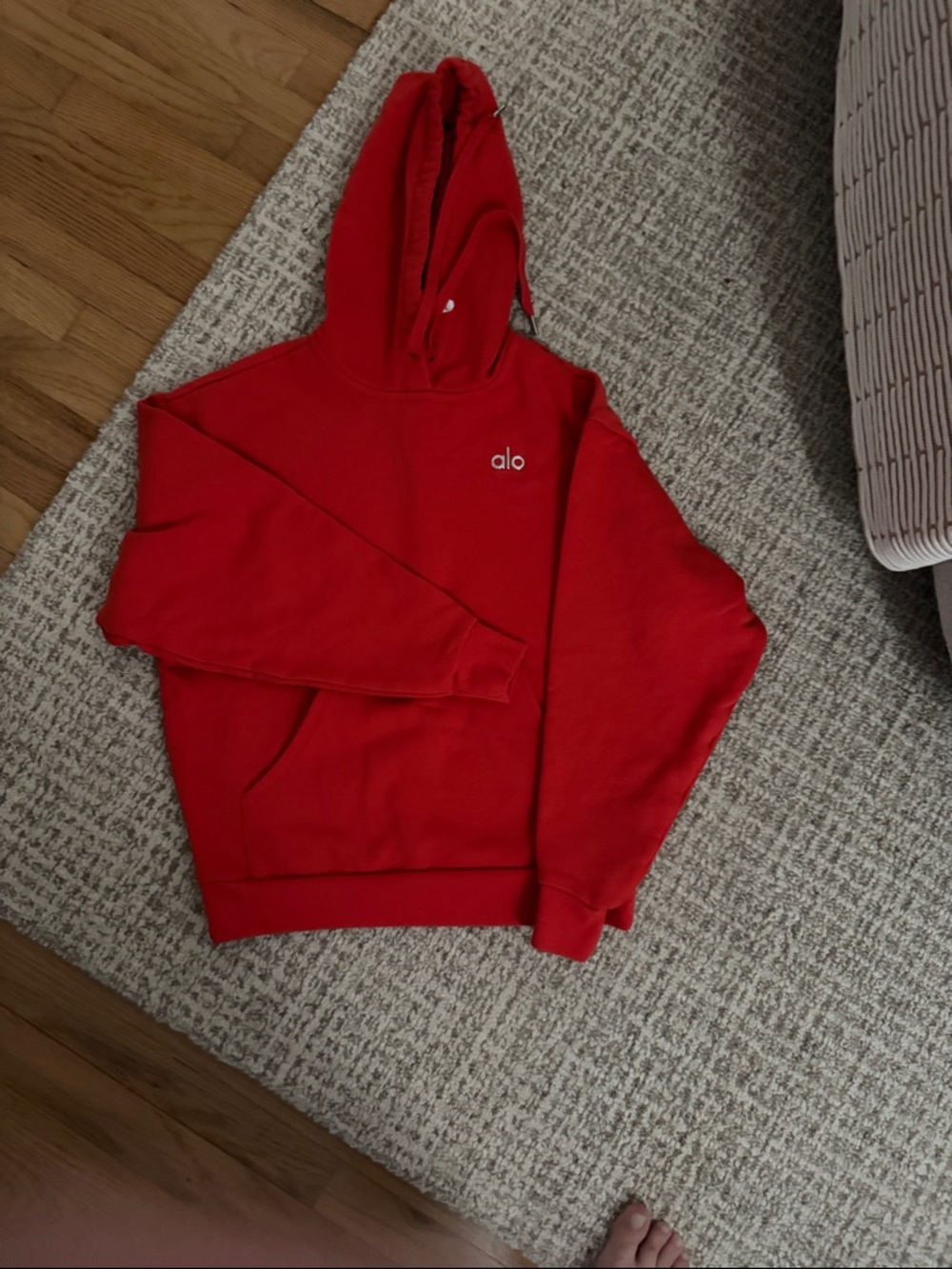 ALO Yoga Red Fleece Hoodie with Logo Tag